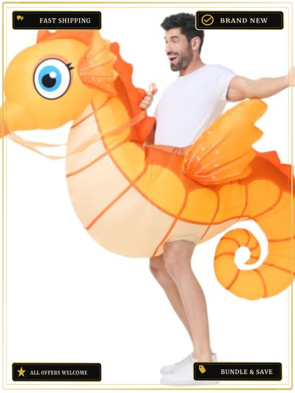 Inflatable Seahorse Costume Adult Blow Up Halloween Party Cosplay